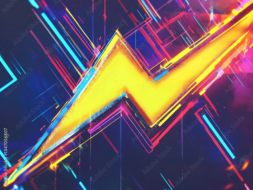Obraz premium Neon Lightning Bolt