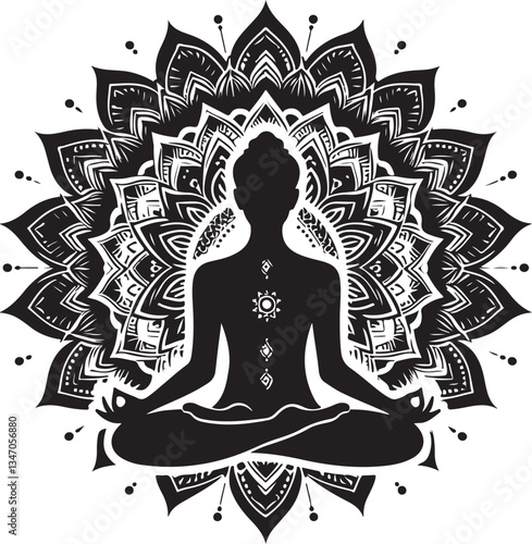 Zen Mandala Meditation | Yoga Spiritual Silhouette"