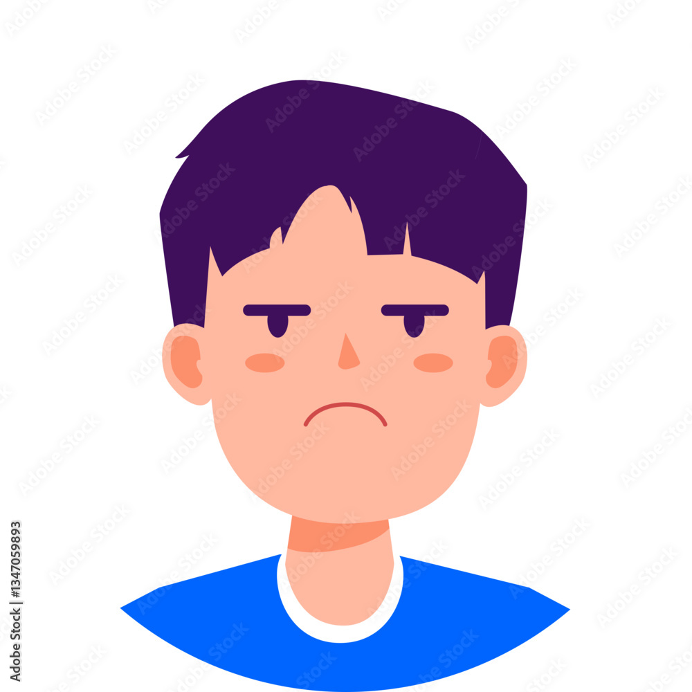 Illustration of a Displeased Young Boy, Design Inspiration, Illustration, Vector, Object, Template, Character Illustration of a Displeased Young Boy, Design Inspiration, Illustration, Vector, Object, Template, Character