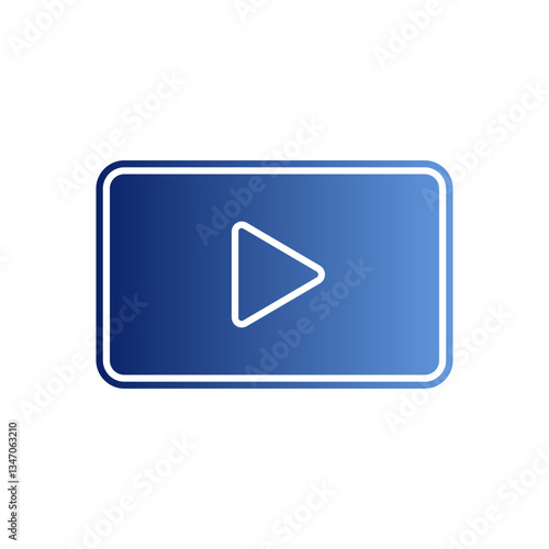 Free Download Gradient Play Icon in Rectangle Frame, Minimalist Design - GFXLoad
