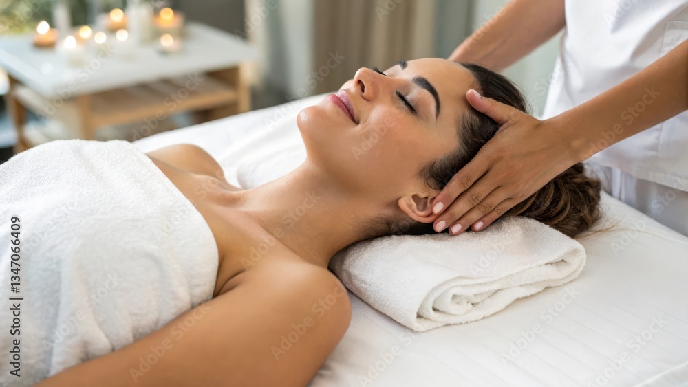 Rejuvenating Spa Experience for Relaxation and Well-being: A Woman Enjoys a Calming Massage Rejuvenating Spa Experience for Relaxation and Well-being: A Woman Enjoys a Calming Massage