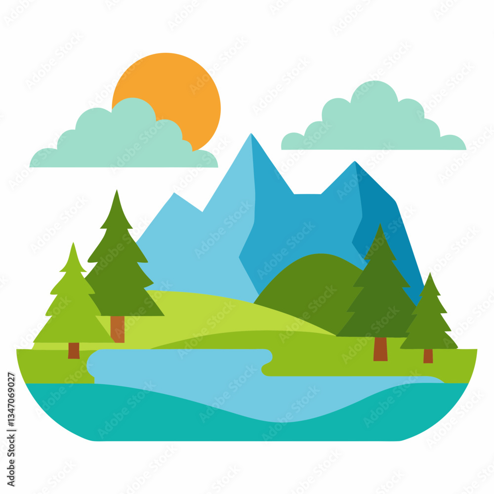 a natural view landscape with trees and mountains a natural view landscape with trees and mountains