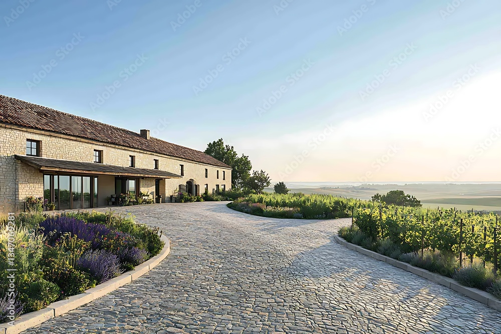 Vineyard Estate Sunrise Driveway. Vineyard Estate Sunrise Driveway.