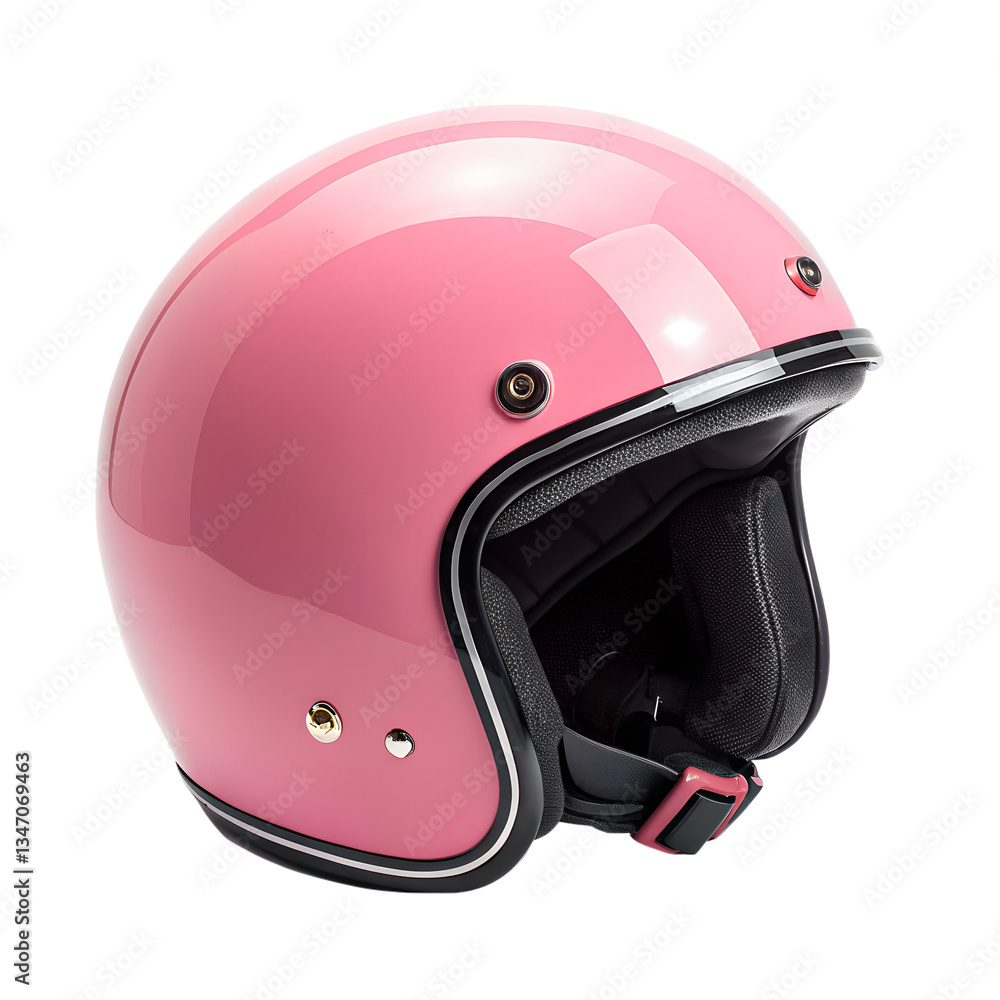 Fototapeta premium Pink motorcycle helmet on a transparent background