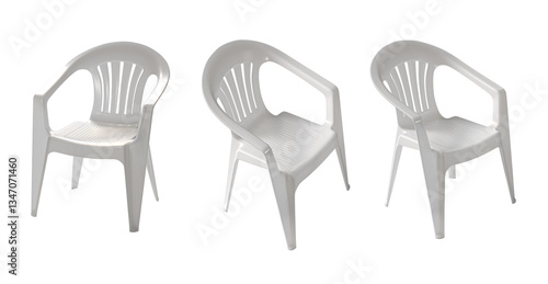 Canvas Print three white chairs isolated in the background