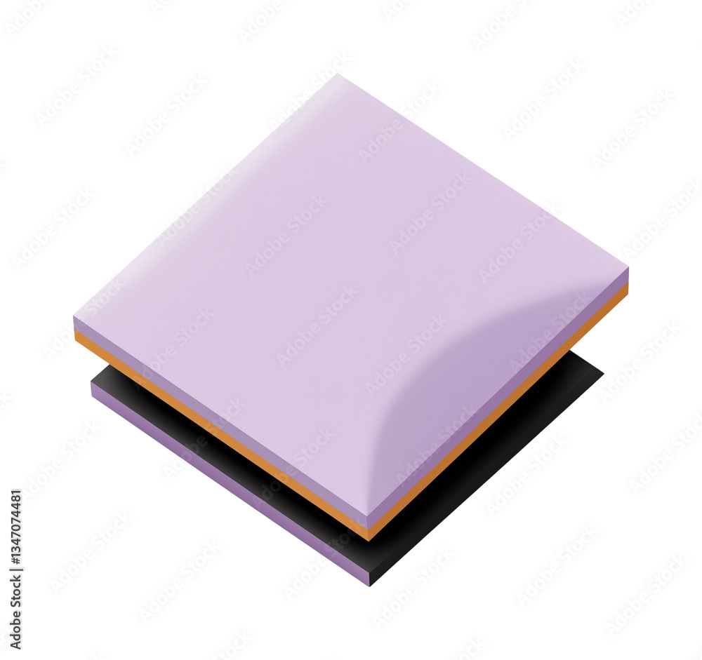 Isometric layered square with lilac gold and dark gray layers PNG on Transparent Background Isometric layered square with lilac gold and dark gray layers PNG on Transparent Background