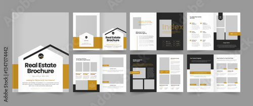 Modern Real Estate  Brochure Template, Architecture Portfolio Layout Design, Property Bi fold Brochure 