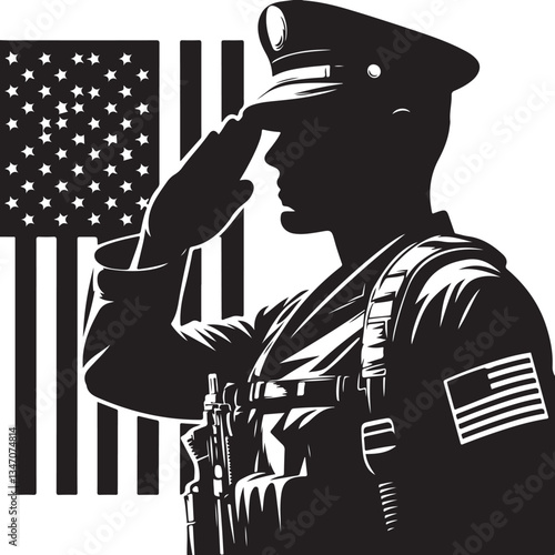 American  Soldier Tribute | Patriotic Military biker Silhouette