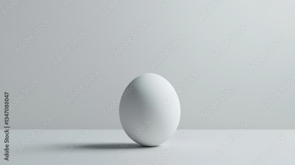 Simple elegance, a single egg on table against neutral gray background simple Simple elegance, a single egg on table against neutral gray background simple