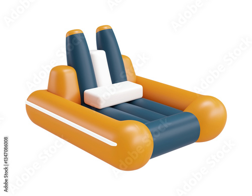 Style inflatable raft with stylized design elements and vibrant color palette PNG on Transparent Background
