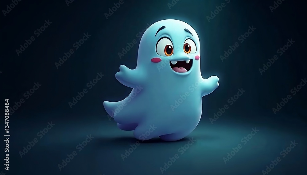 Cute Blue Ghost Cartoon Character 3d Render Cute Blue Ghost Cartoon Character 3d Render