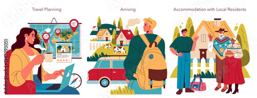 Slow Travel. Flat Vector Illustration