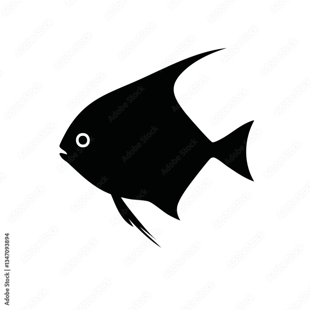 vector illustration of a black fish