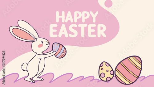 Celebrate springtime with this adorable easter bunny and eggs graphic illustration. Perfect for Spring Invitations, Holiday Branding, and Creative Event Projects