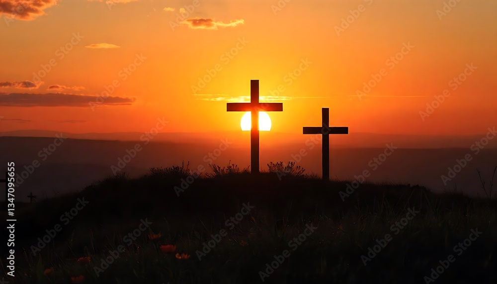 Sunset Reverence A Cross Silhouetted Against the Warm Glow of the Setting Sun Sunset Reverence A Cross Silhouetted Against the Warm Glow of the Setting Sun