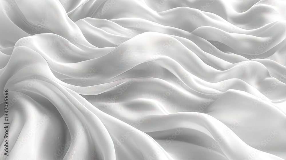 White silk fabric drapes, soft folds, studio backdrop, texture White silk fabric drapes, soft folds, studio backdrop, texture