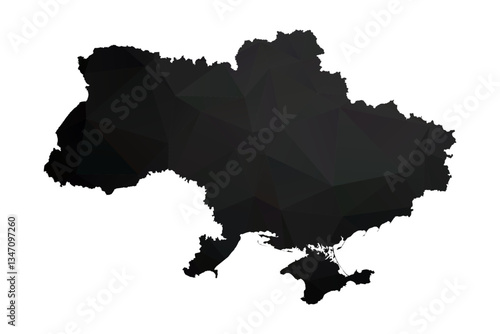 Abstract Polygon - Low Poly Color Black Ukraine map. Vector Illustration eps10.	
