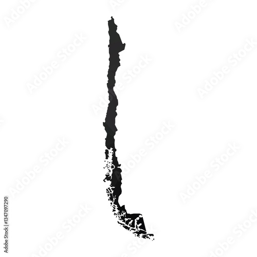 Abstract Polygon - Low Poly Color Black Chile map. Vector Illustration eps10.	
