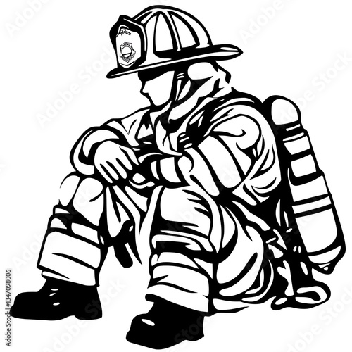 Wallpaper Mural Mournful Firefighter Silhouette. Torontodigital.ca