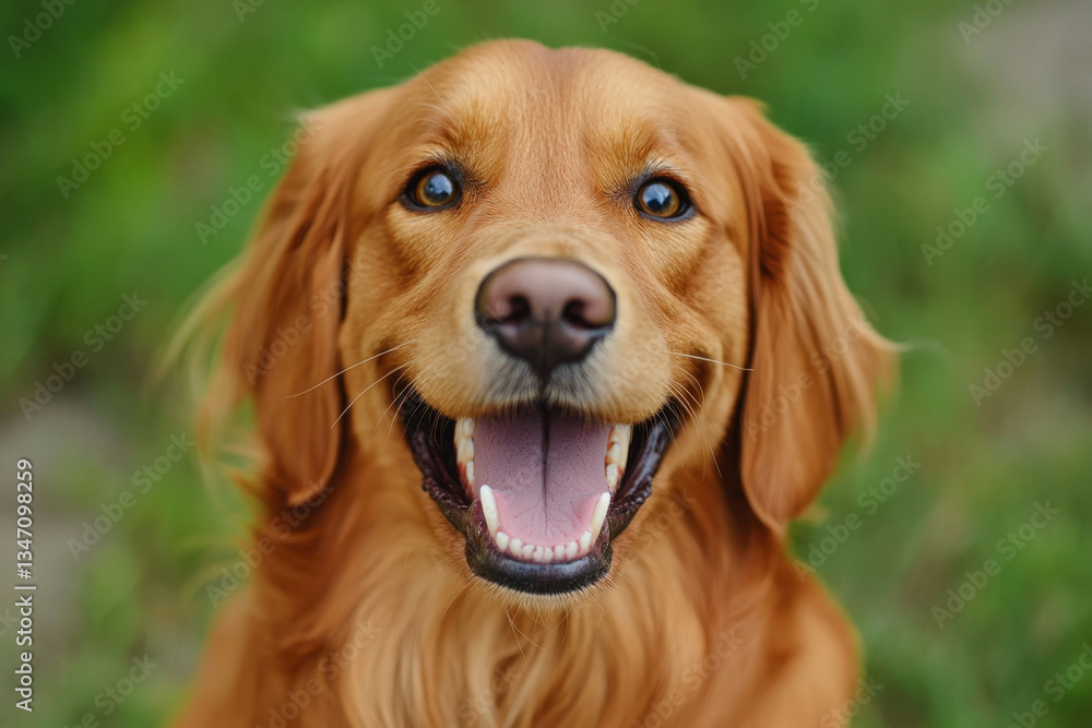 Dog joyfully sticks out tongue with mouth wide open. Dog joyfully sticks out tongue with mouth wide open.