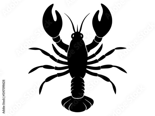 Lobster  black silhouette  vector,Lobster clipart