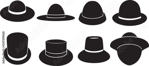 Hats Male Female silhouettes set large pack of vector  