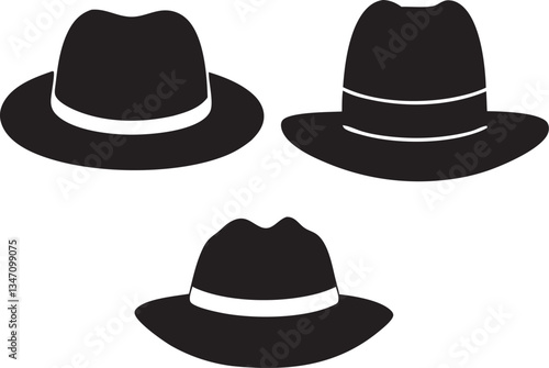 Hats Male Female silhouettes set 