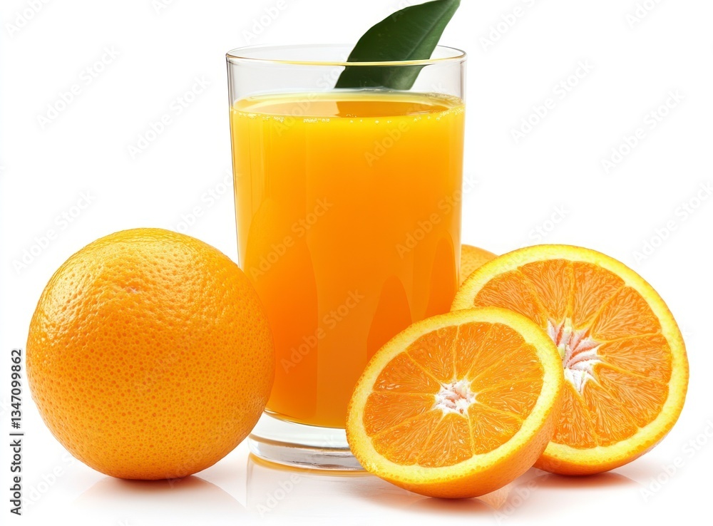 Refreshing Orange Juice in Glass with Fresh Oranges Still Life Refreshing Orange Juice in Glass with Fresh Oranges Still Life