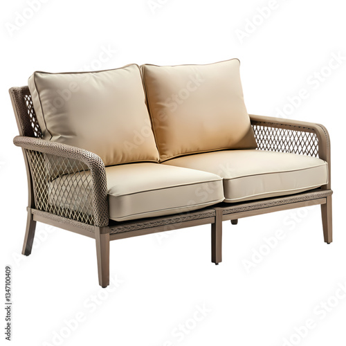 Wallpaper Mural Beige Wicker Loveseat Patio Furniture on transparent background Torontodigital.ca