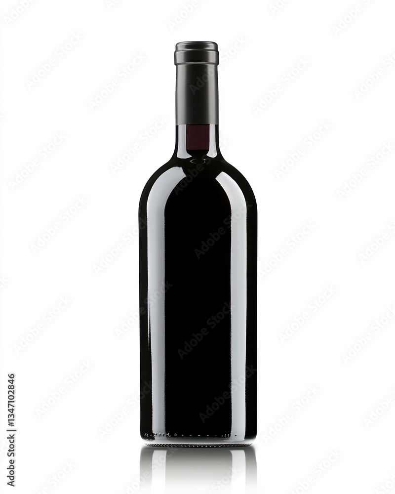 Dark Red Wine Bottle on White Background Ready for Your Label Dark Red Wine Bottle on White Background Ready for Your Label