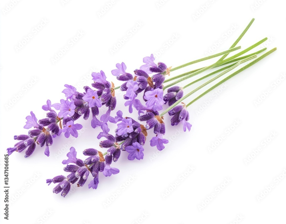 Lavender Flower Sprigs Isolated on White Background for Natural Beauty Projects Lavender Flower Sprigs Isolated on White Background for Natural Beauty Projects