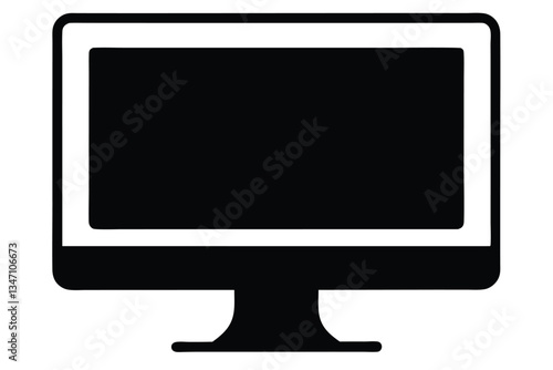 Monitor tv screen vector icon eps, A computer screen silhouette with screen space isolated vector illustration