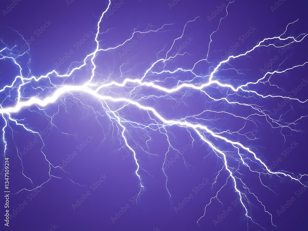 Powerful Lightning Strikes a Purple Sky. Powerful Lightning Strikes a Purple Sky.