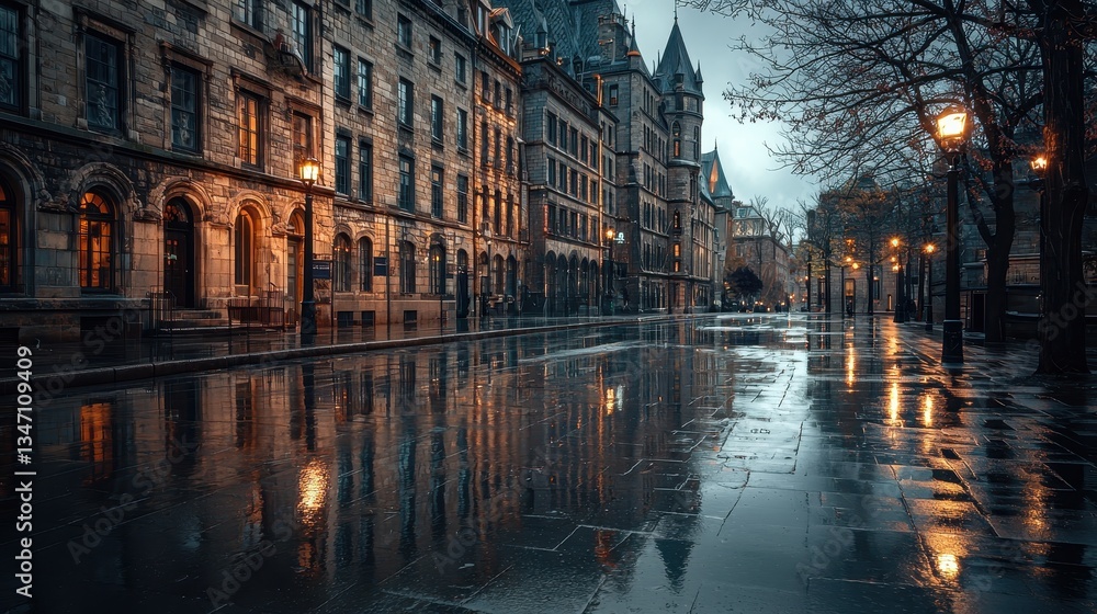 Fototapeta premium Rainy Day with Historic Architecture