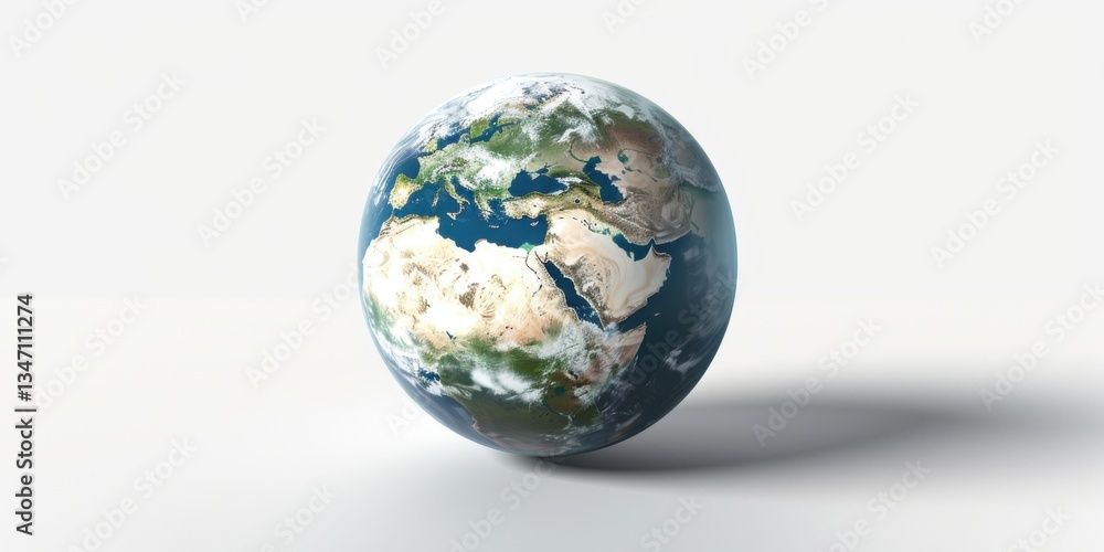 Fototapeta premium Earth day World Environment Day A simple layered Earth with soft drop shadows, creating a floating effect on a white background.