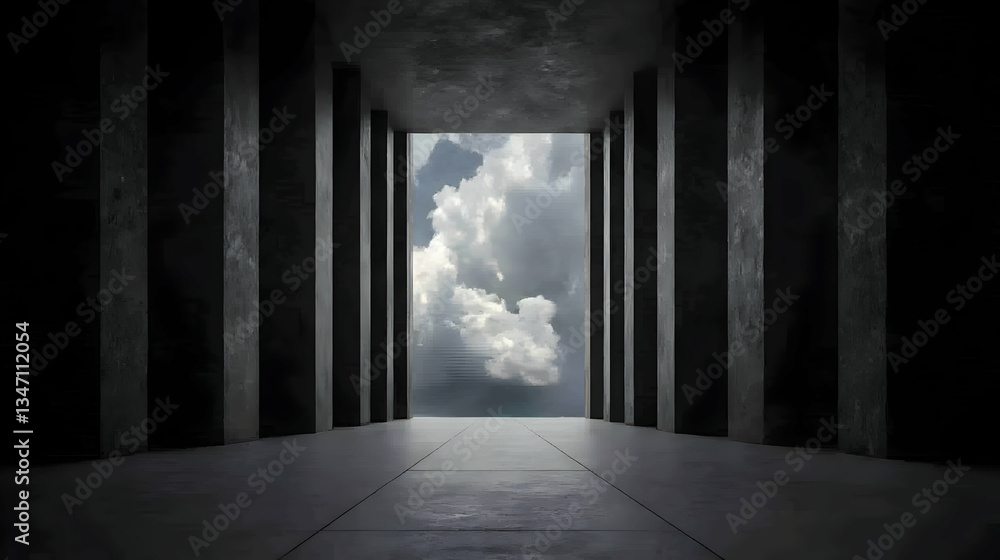 Dark Concrete Tunnel With Skylight Dark Concrete Tunnel With Skylight