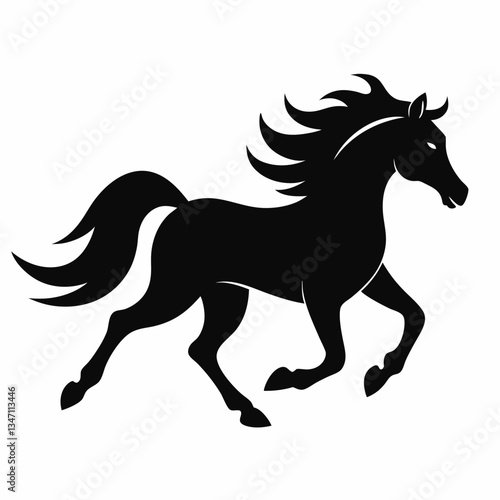 A vector silhouette of a galloping horse, 