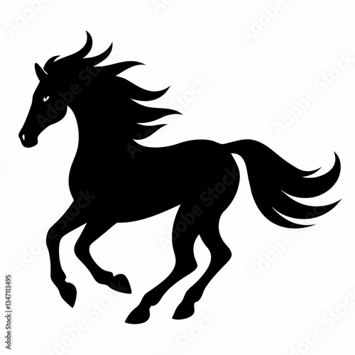 A vector silhouette of a galloping horse, 
