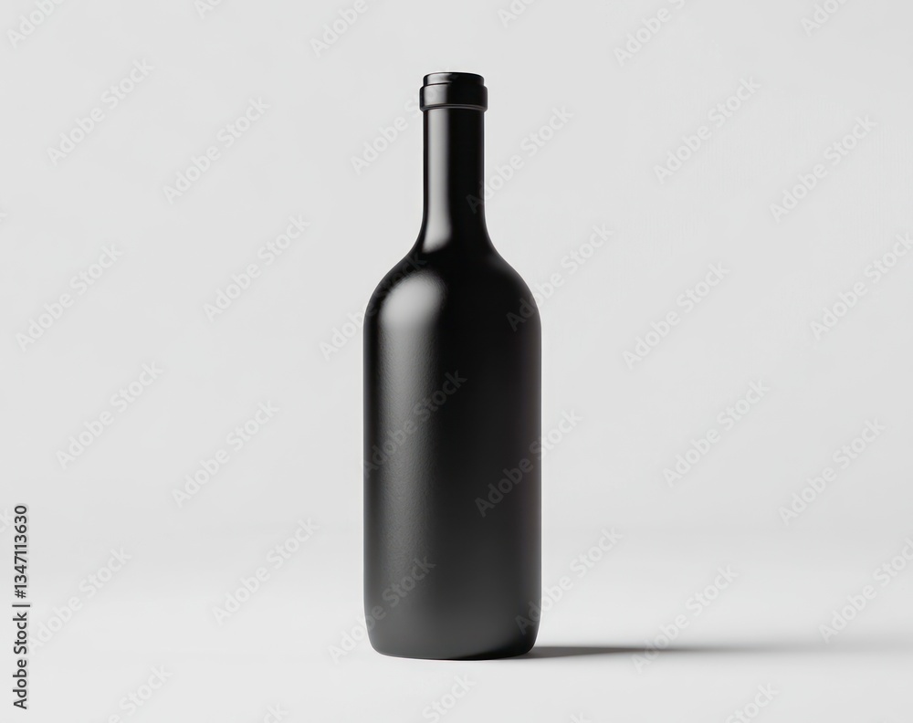 Elegant Black Wine Bottle on White Background in Studio Shot Elegant Black Wine Bottle on White Background in Studio Shot