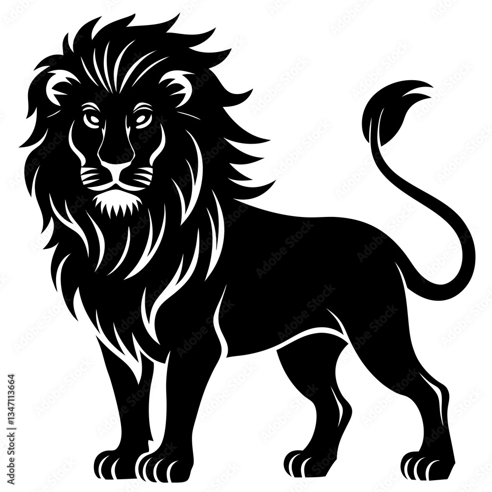 Fototapeta premium A vector silhouette of a majestic lion standing proudly, 
