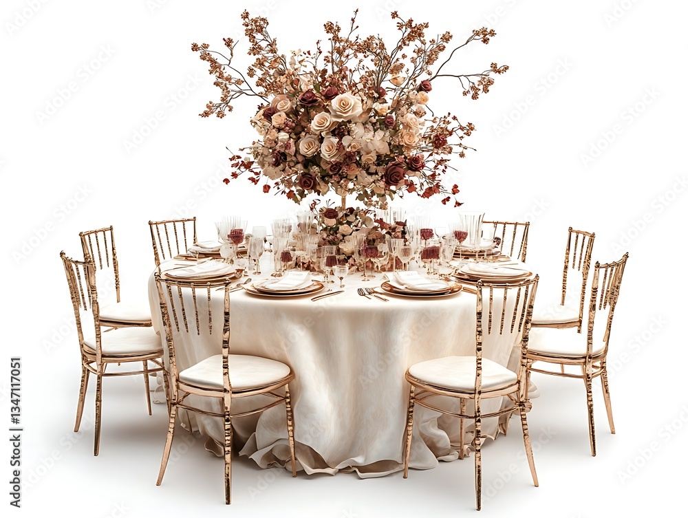 Fototapeta premium Elegant floral centerpiece table setting for events indoor styled view