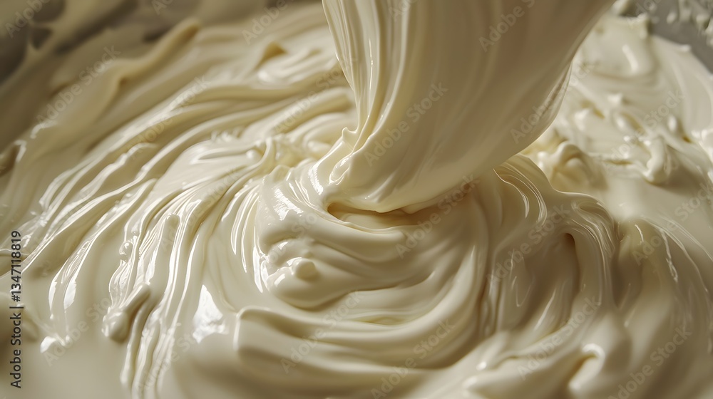 Swirling Creamy Delight: A close-up of creamy, white mixture being poured or mixed, creating a rich and inviting texture that evokes a sense of indulgence. Swirling Creamy Delight: A close-up of creamy, white mixture being poured or mixed, creating a rich and inviting texture that evokes a sense of indulgence.