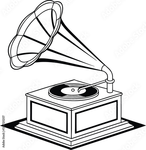 old gramophone isolated on white