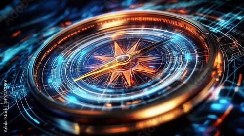 Wallpaper Mural Futuristic compass navigating digital landscape Torontodigital.ca