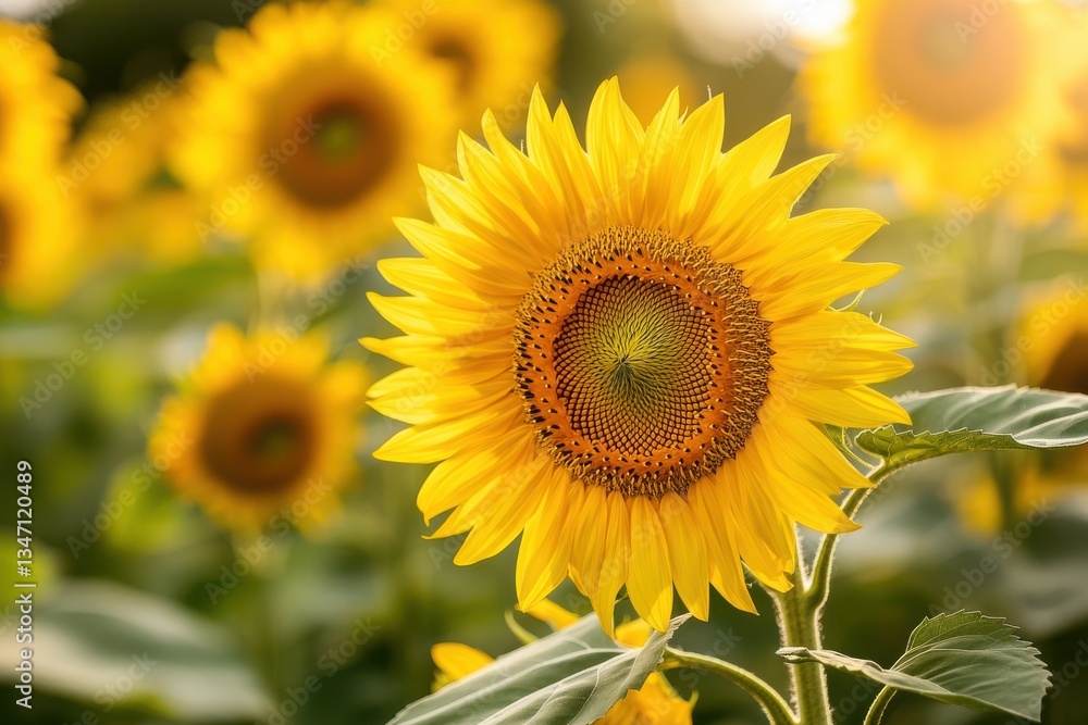 Field of sunflowers in full bloom joy and positivity on a white background Field of sunflowers in full bloom joy and positivity on a white background