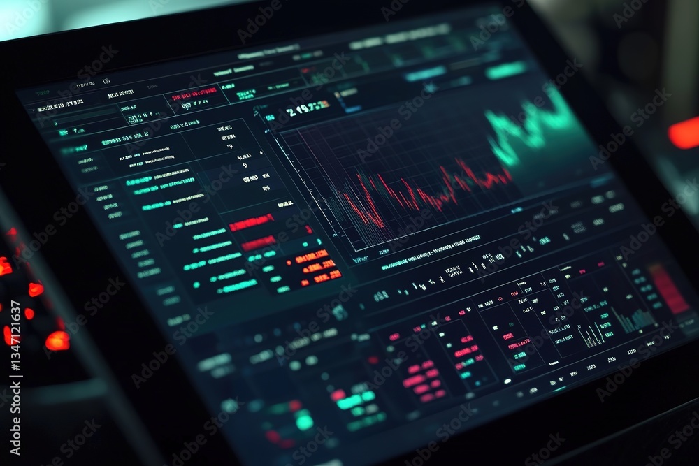Stock market display on tablet computer Stock market display on tablet computer