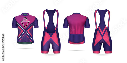Cycling Outfit Design: A sophisticated cycling outfit, meticulously designed with an avant-garde aesthetic, and showcased in a clean presentation