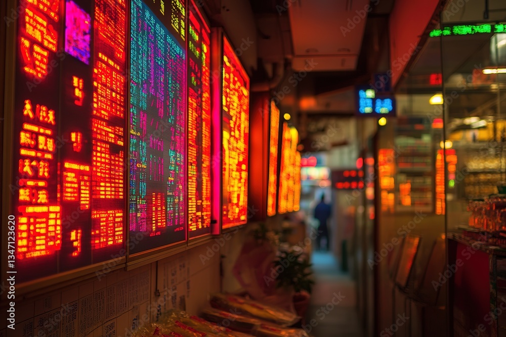 Stock Market Display, Hong Kong, China Stock Market Display, Hong Kong, China
