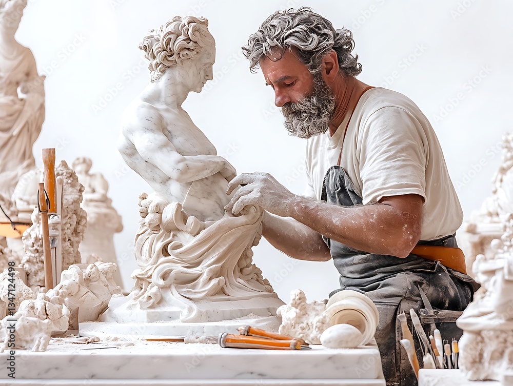 Sculpting art mastery studio photography creative space close-up