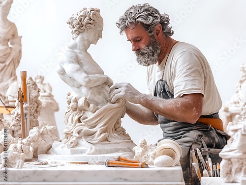 Obraz na płótnie Sculpting art mastery studio photography creative space close-up w salonie